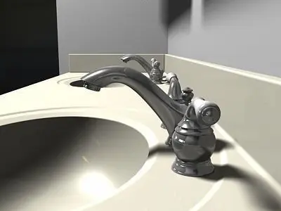 Bathroom Vanity Sink and Light Fixture 3D model