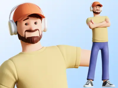 Cartoon Software Developer Low-poly 3D model