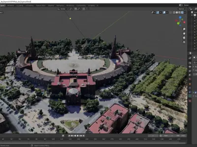 Plaza de Espana SIVIGLIA SPAIN with texture Low-poly 3D model