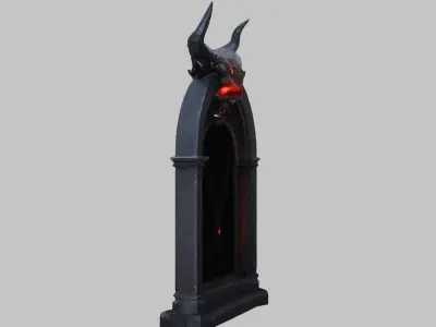 Demonic Door 3D Model - Fantasy Ornament Low-poly 3D model