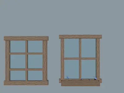 door and window pack Free low-poly 3D model