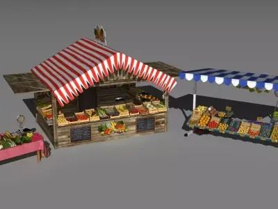 3 market stands 3D model