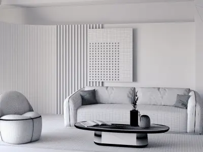 Contemporary Living Room 02 3D model