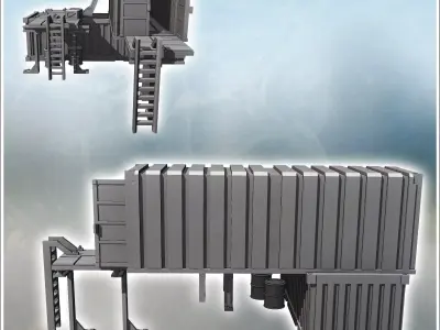 Large outpost with two arranged containers multiple access ladde 3D print model