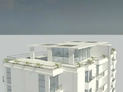 High Rise Residential Apartment Building 15 Floors Revit 2024 3D model