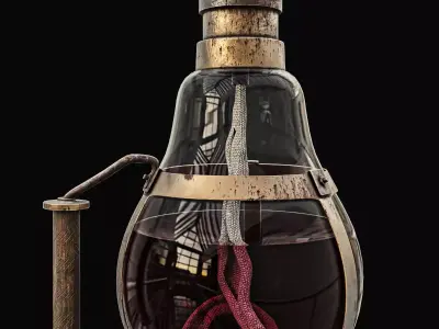 bulb oil lamp Low-poly 3D model