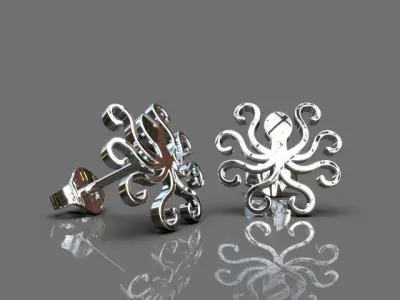 Octopus earrings 3D print model