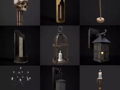 Medieval Nine Lights 3D Model Pack