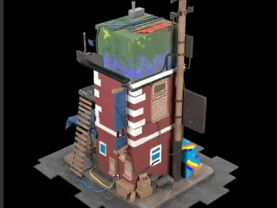 3 storey house pbr Low-poly 3D model