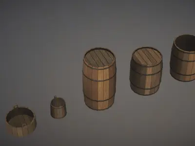 Western Barrels Low-poly 3D model
