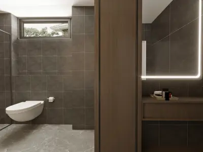 Grey bathroom interior Scene  3D model