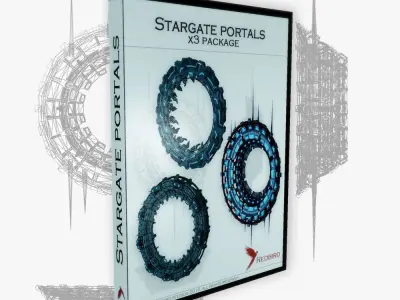 x3 stargate package Low-poly 3D model