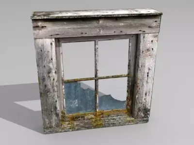Window 2 broken glass Low-poly 3D model