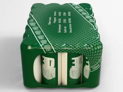 24 pack 500ml plastic shrinkwrapped beverage cans 3D model