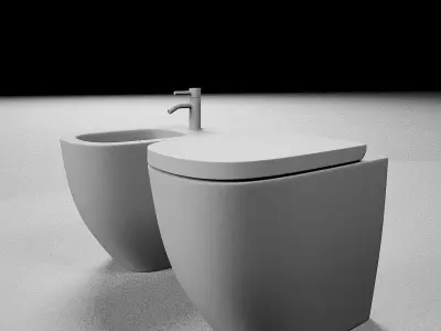Laufen Palomba Floorstanding bidet and WC 3D model