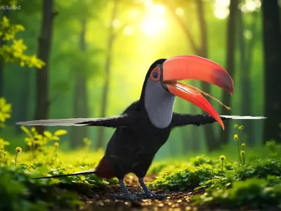  Toco Toucan Bird Wings Open Fur 