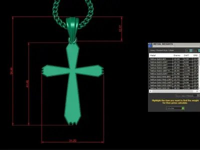 Light Gold 18K Cross Pendant 1CP006 3D print model