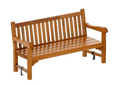 Wooden garden bench park bench 3D model