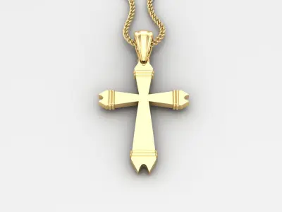 Light Gold 18K Cross Pendant 2CP089 3D print model