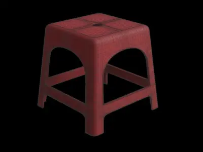 Dirty Plastic Chair Low-poly 3D model