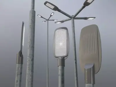 Street Light 2 Galvanized F4 M1 K0 5000mm Low-poly 3D model