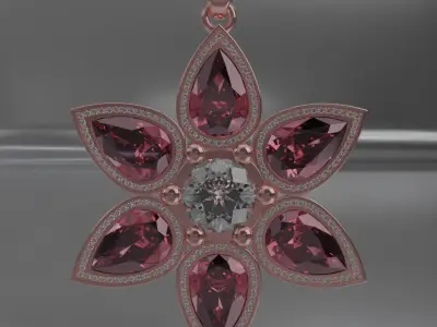 pendant Rose gold Verdeluna Etoile with spinel 3D model 3D model