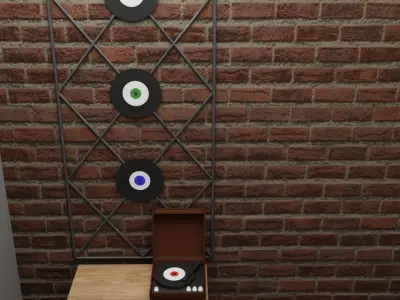 Cartoon Style Living Room Low-poly 3D model