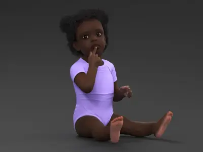  African Baby Girl Wearing Bodysuit Sitting 
