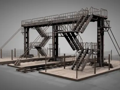 Abandoned Railway Overpass v2 3D model