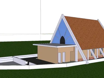 Architecture-Religion-God-Culture-Temple-091 church with roof 3D model