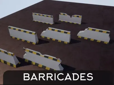 Barricade set of barriers Low-poly 3D model