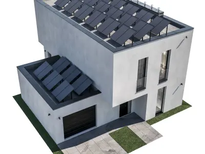 Modern house 27 at night 3D model