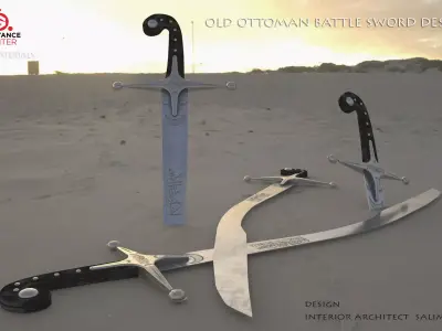 steel sword 3D model Low-poly 3D model