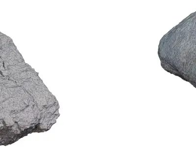 Limestone Boulder Pair  Low-poly 3D model