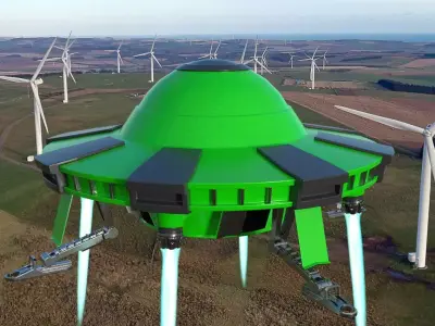 Animated UFO Low-poly 3D model