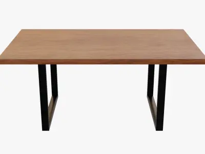Table with wooden top and metal legs Free 3D model