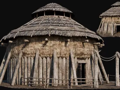 AFRICAN 02 with INTERIORS 4K TEXTURES Low-poly 3D model