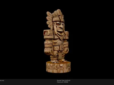 High Poly Stylized Totem 3D model