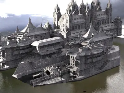 Waterfront Venice Asian Style 3D model