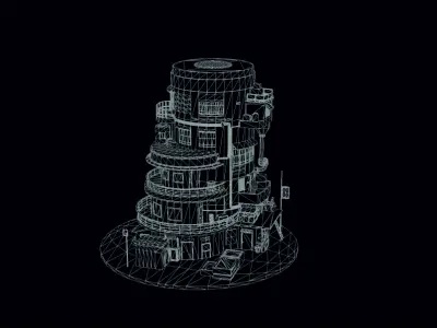 Stylized Sci-Fi Building Low-Poly Low-poly 3D model