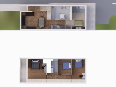 Two-story residential house 3D model