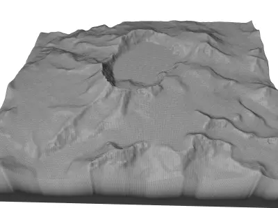 Katmai volcano 3D model terrain Low-poly 3D model