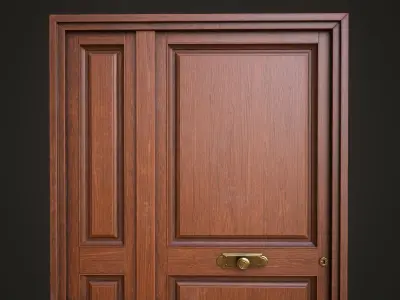 Wooden front door Low-poly 3D model