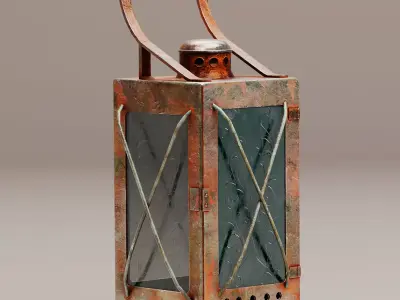 Soviet Railway Candle Lantern PBR Low-poly 3D model