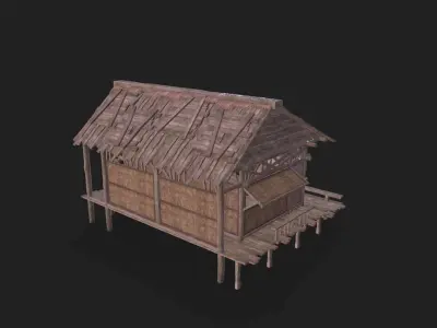 Broken wooden house Low-poly 3D model purchase