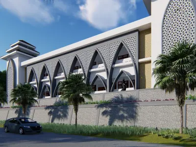 class building with islamic design exterior 3D model