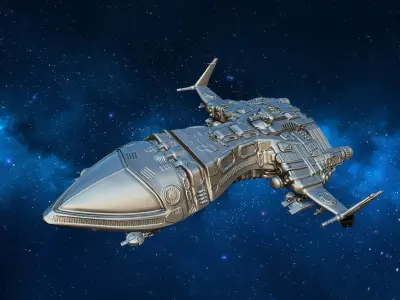 Spaceship flying in space 3D print model