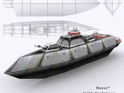 3DRT - Sci-Fi Navel Vessel - Razor  Low-poly 3D model