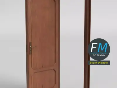 Wood Panel Interior Door 3D model