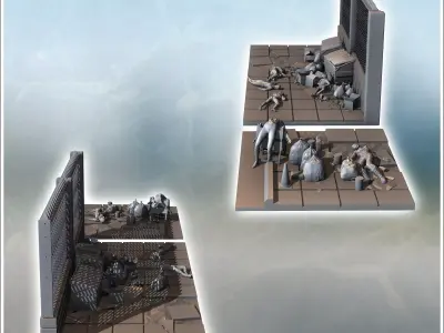 Scenes with apocalyptic zombies on urban streets with fences 3 - 3D print model